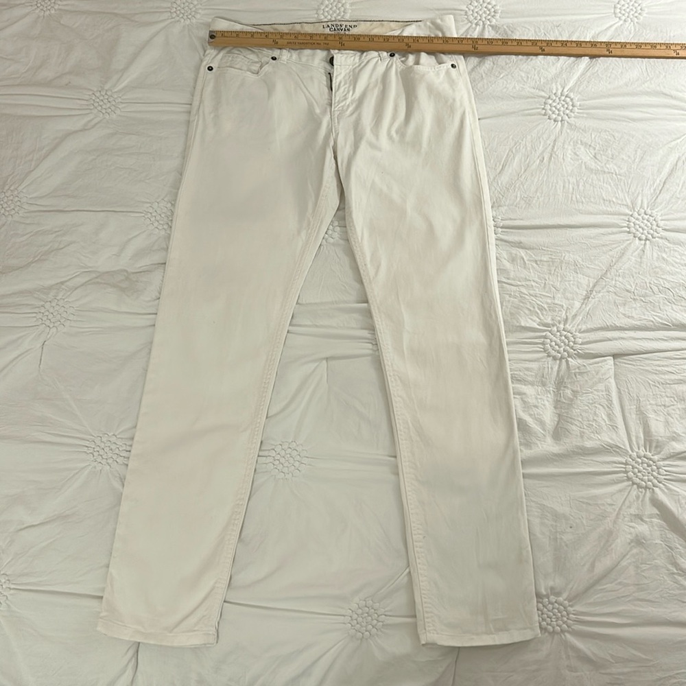 Women’s white cotton LANDS END CANVAS low rise jeans